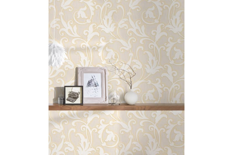 Blommig Tapet Tessuto Ovävd Cream Beige - AS Creation - Inredning & dekor - Väggdekor - Tapeter & tapettillbehör - Mönstrade tapeter