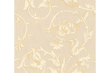 Blommig Tapet Tessuto Ovävd Cream Guld