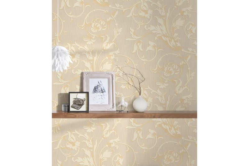 Blommig Tapet Tessuto Ovävd Cream Guld - AS Creation - Inredning & dekor - Väggdekor - Tapeter & tapettillbehör - Mönstrade tapeter