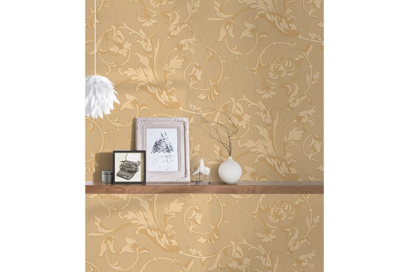 Blommig Tapet Tessuto Ovävd Orange Beige - AS Creation - Inredning & dekor - Väggdekor - Tapeter & tapettillbehör - Mönstrade tapeter