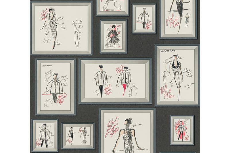 Designer Tapet Sketch by Karl Lagerfeld - AS Creation - Mönstrade tapeter