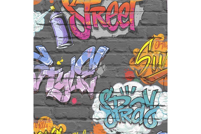 DUTCH WALLCOVERINGS Tapet graffiti flerfärgad L179-01 - Mönstrade tapeter
