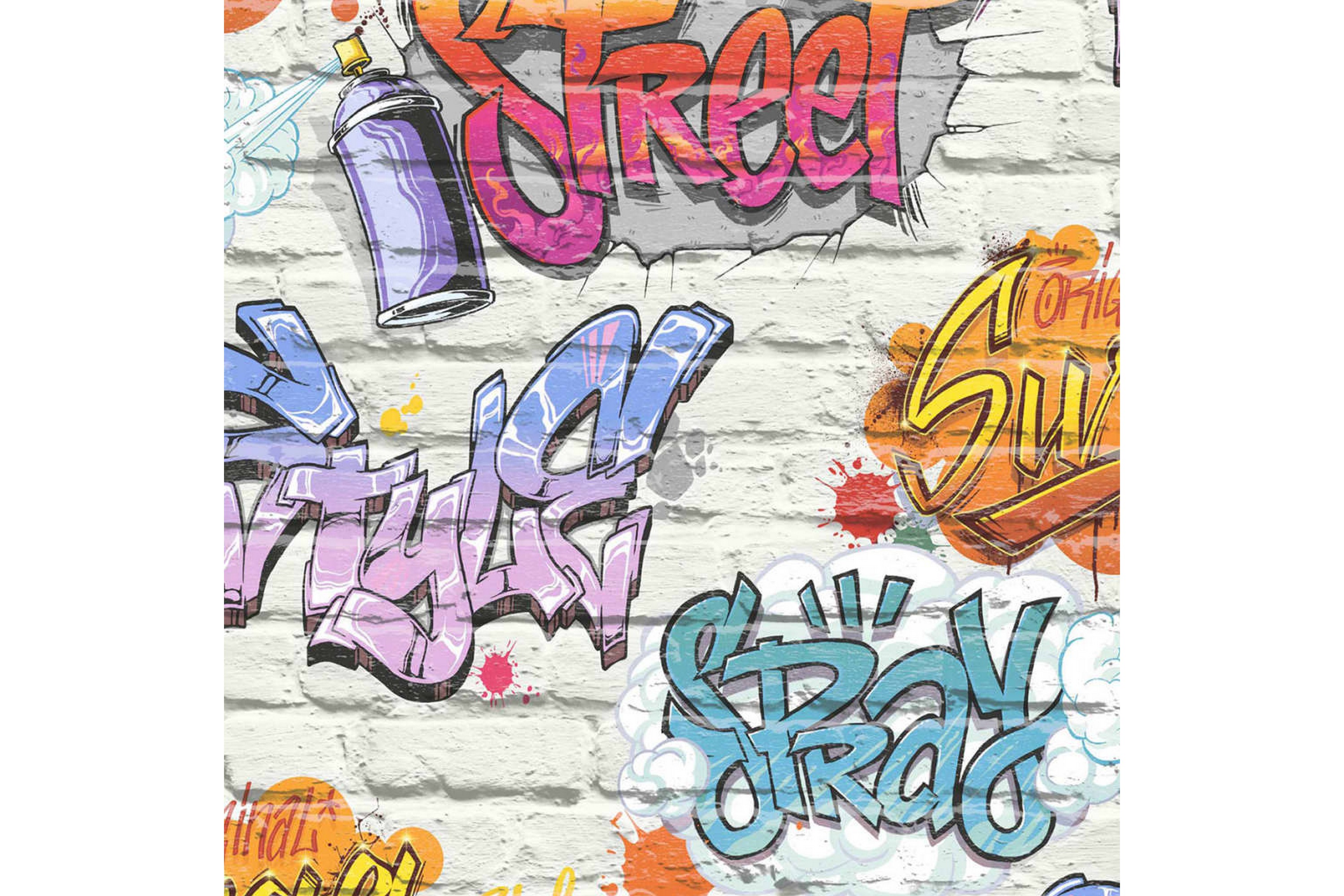 DUTCH WALLCOVERINGS Tapet graffiti flerfärgad L179-05 –
