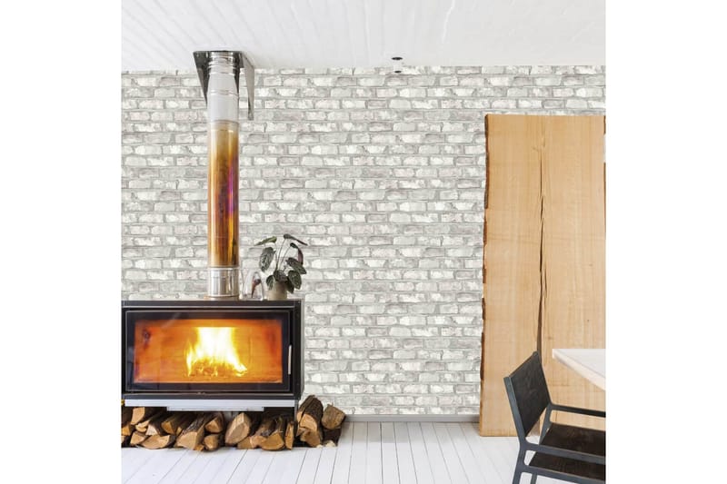 DUTCH WALLCOVERINGS Tapet tegelsten vit EW3104 - Inredning & dekor - Väggdekor - Tapeter & tapettillbehör - Mönstrade tapeter