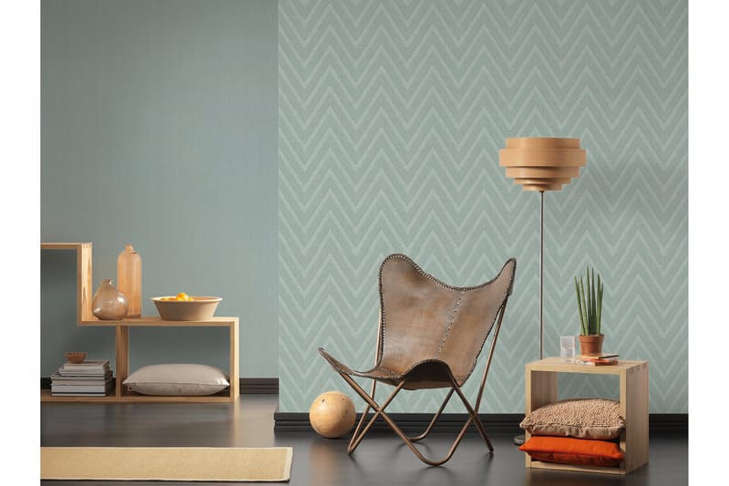 Geometric Tapet Hygge Ovävd Grön Blå - AS Creation - Inredning & dekor - Väggdekor - Tapeter & tapettillbehör - Mönstrade tapeter