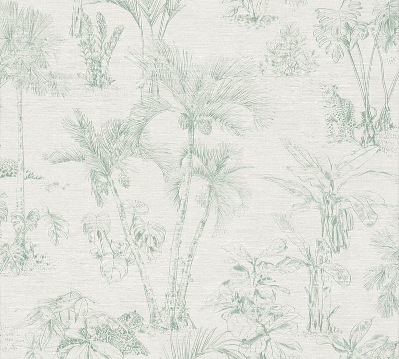 Jungle Tapet Cuba Ovävd Grå Grön - AS Creation - Inredning & dekor - Väggdekor - Tapeter & tapettillbehör - Mönstrade tapeter