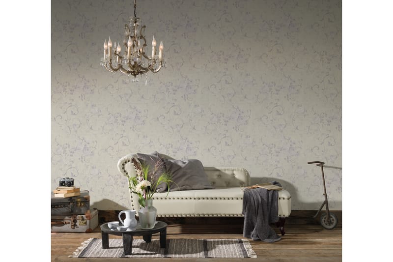 Rosas Tapet Romantico Ovävd Lila Cream - AS Creation - Inredning & dekor - Väggdekor - Tapeter & tapettillbehör - Mönstrade tapeter