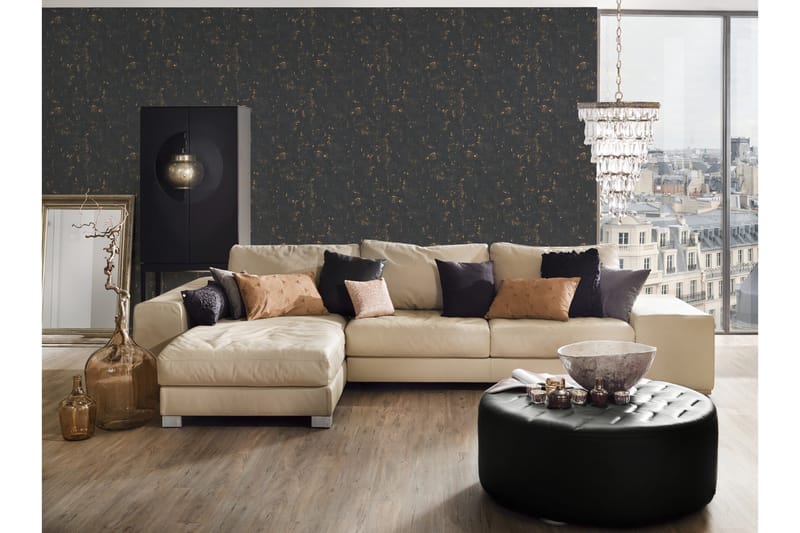 Vintage Tapet Blooming Ovävd Svart Guld - AS Creation - Inredning & dekor - Väggdekor - Tapeter & tapettillbehör - Mönstrade tapeter