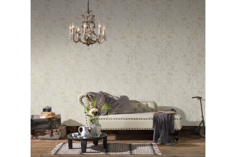 Vintage Tapet Blooming Ovävd Vit Guld - AS Creation - Inredning & dekor - Väggdekor - Tapeter & tapettillbehör - Mönstrade tapeter