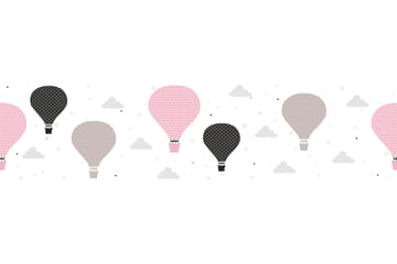 Självhäftande border Cloud Balloons Rosa Grå