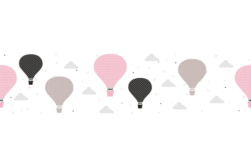Självhäftande border Cloud Balloons Rosa Grå - AS Creation - Inredning & dekor - Väggdekor - Tapeter & tapettillbehör - Tapetbård