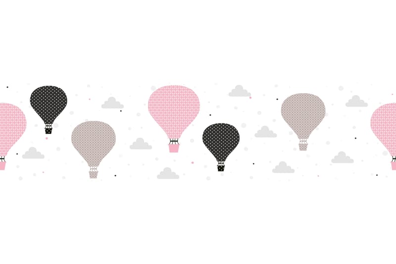 Självhäftande border Cloud Balloons Rosa Grå - AS Creation - Tapetbård