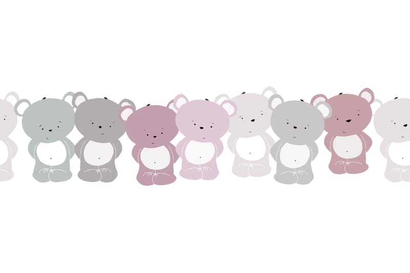 Självhäftande border Cute Bears Rosa Grå Vit - AS Creation - Inredning & dekor - Väggdekor - Tapeter & tapettillbehör - Tapetbård