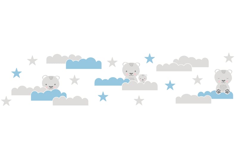 Självhäftande border Dreamy Bears Blå Vit Grå - AS Creation - Inredning & dekor - Väggdekor - Tapeter & tapettillbehör - Tapetbård