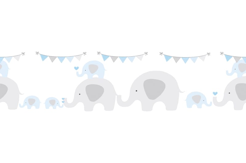 Självhäftande border Elephant Party Blå Grå - AS Creation - Inredning & dekor - Väggdekor - Tapeter & tapettillbehör - Tapetbård