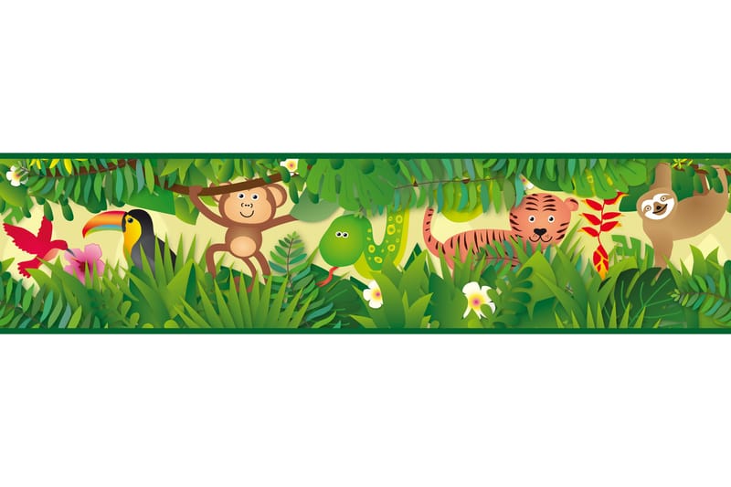 Självhäftande border Jungle Friends Grön - AS Creation - Inredning & dekor - Väggdekor - Tapeter & tapettillbehör - Tapetbård
