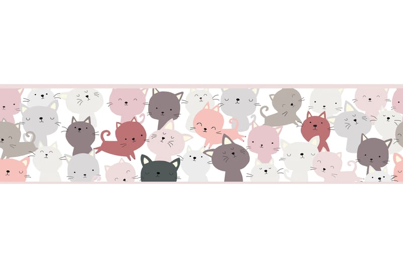 Självhäftande border Little Cats Rosa Grå Vit - AS Creation - Inredning & dekor - Väggdekor - Tapeter & tapettillbehör - Tapetbård