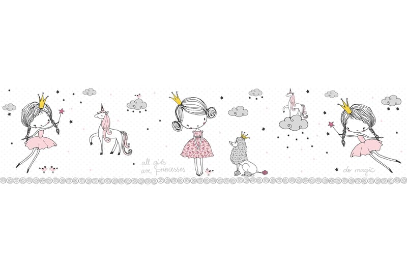 Självhäftande border Magic Princess Rosa Grå - AS Creation - Inredning & dekor - Väggdekor - Tapeter & tapettillbehör - Tapetbård