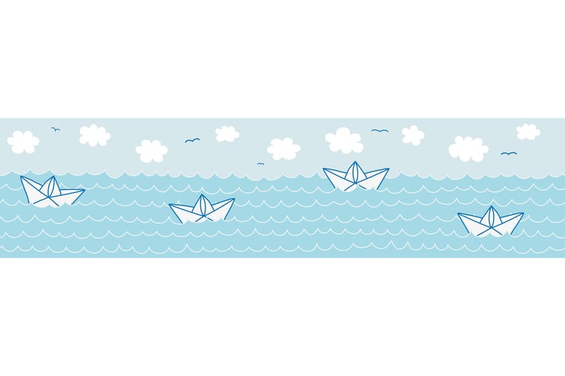 Självhäftande border Papper Boat Love Blå Vit - AS Creation - Inredning & dekor - Väggdekor - Tapeter & tapettillbehör - Tapetbård