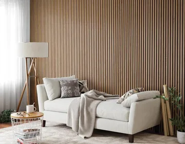 Trälamell akustikpaneler | 2700x600x21mm | Vit ek - Inredning & dekor - Väggdekor - Väggpanel