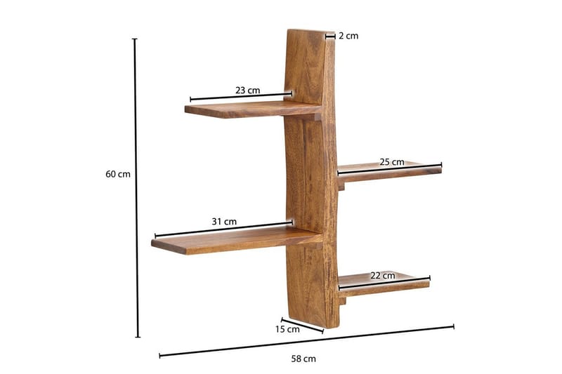 Vägghylla Wohnling Massiv trä träd kant stil väggmonterad flytande träd lantlig stil - Inredning & dekor - Väggdekor - Väggpanel
