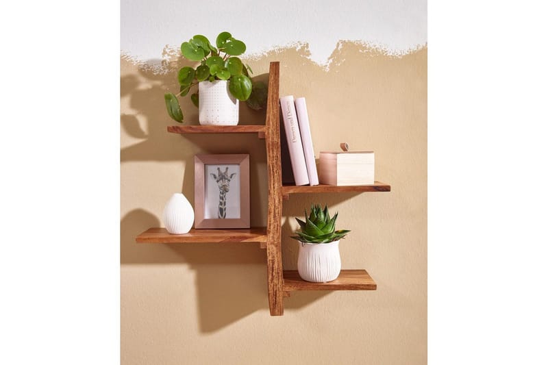 Vägghylla Wohnling Massiv trä träd kant stil väggmonterad flytande träd lantlig stil - Inredning & dekor - Väggdekor - Väggpanel