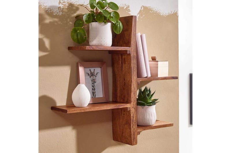 Vägghylla Wohnling Massiv trä träd kant stil väggmonterad flytande träd lantlig stil - Inredning & dekor - Väggdekor - Väggpanel