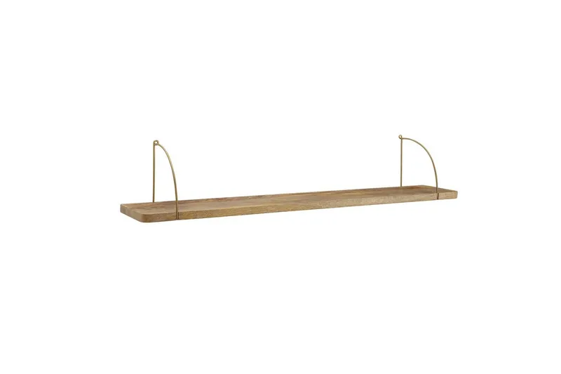 Vägghylla Wohnling massivt trä, metallhänghylla, industriell loftstil 120 cm, 120 cm