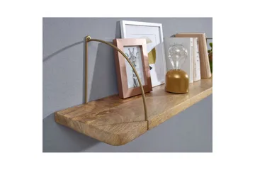Vägghylla Wohnling massivt trä, metallhänghylla, industriell loftstil 120 cm - 120 cm - Förvaring - Köksförvaring - Kökshylla