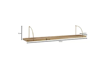 Vägghylla Wohnling massivt trä, metallhänghylla, industriell loftstil 120 cm - 120 cm - Förvaring - Köksförvaring - Kökshylla