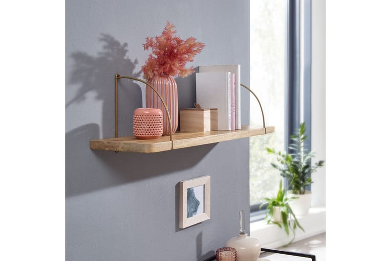 Vägghylla Wohnling massivt trä, metallhänghylla, industriell loftstil 80 cm - 80 cm - Inredning & dekor - Väggdekor - Väggpanel