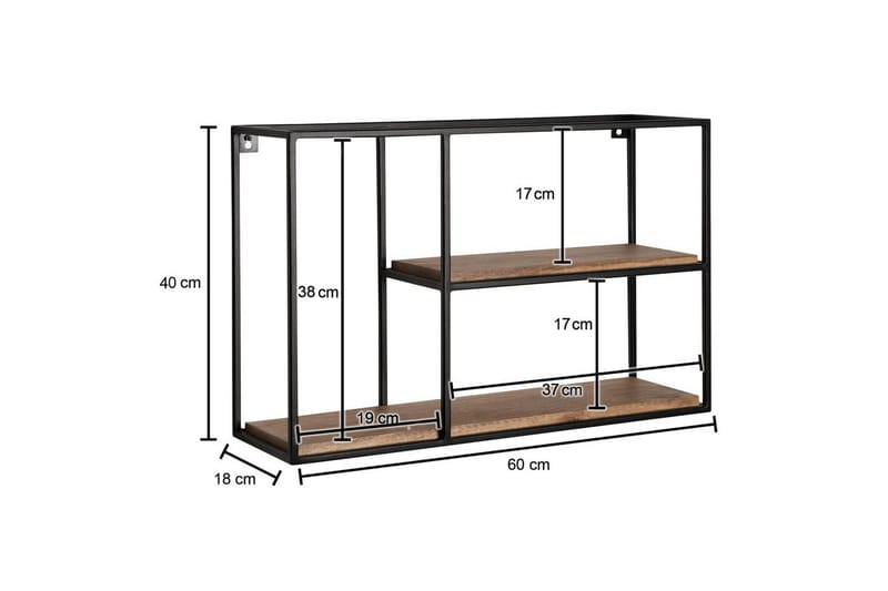 Vägghylla Wohnling Massivt trä metallram väggmonterad industriell - Förvaring - Köksförvaring - Kökshylla