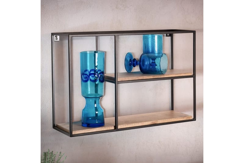 Vägghylla Wohnling Massivt trä metallram väggmonterad industriell - Förvaring - Köksförvaring - Kökshylla