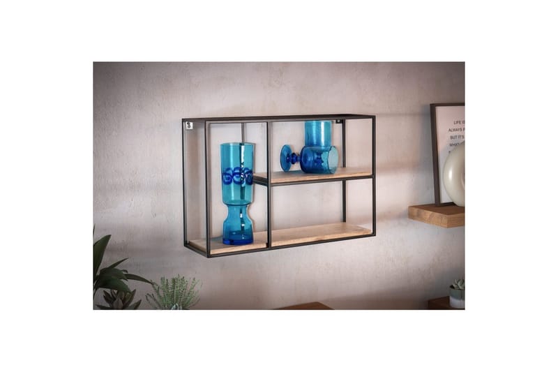 Vägghylla Wohnling Massivt trä metallram väggmonterad industriell - Förvaring - Köksförvaring - Kökshylla