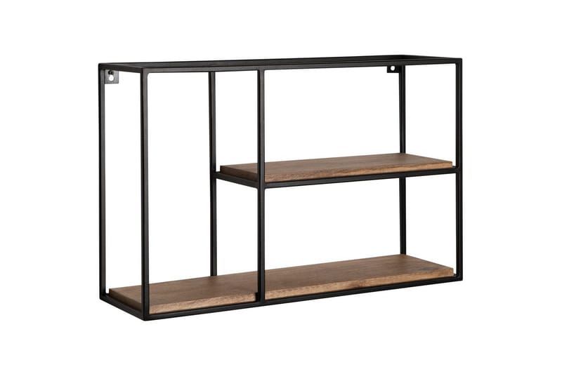 Vägghylla Wohnling Massivt trä metallram väggmonterad industriell