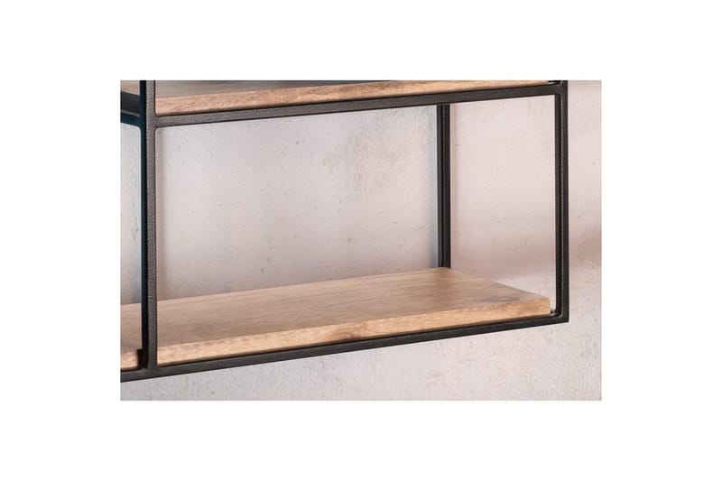 Vägghylla Wohnling Massivt trä metallram väggmonterad industriell - Förvaring - Köksförvaring - Kökshylla