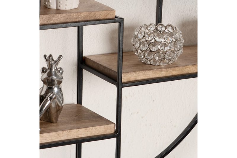 Vägghylla Wohnling Runt massivt trä metallram väggmonterad industriell - Förvaring - Köksförvaring - Kökshylla