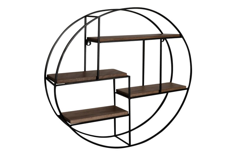 Vägghylla Wohnling Runt massivt trä metallram väggmonterad industriell - Förvaring - Köksförvaring - Kökshylla