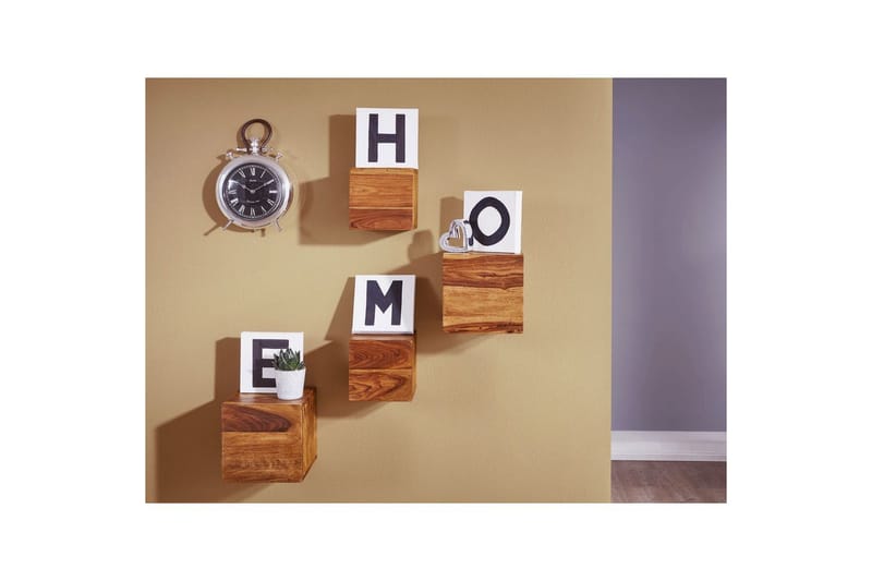 Vägghylla Wohnling Set med 4 massivt trä kub-optik väggmonterad modern - Förvaring - Köksförvaring - Kökshylla