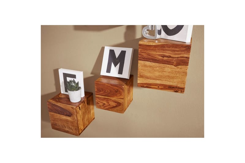 Vägghylla Wohnling Set med 4 massivt trä kub-optik väggmonterad modern - Förvaring - Köksförvaring - Kökshylla