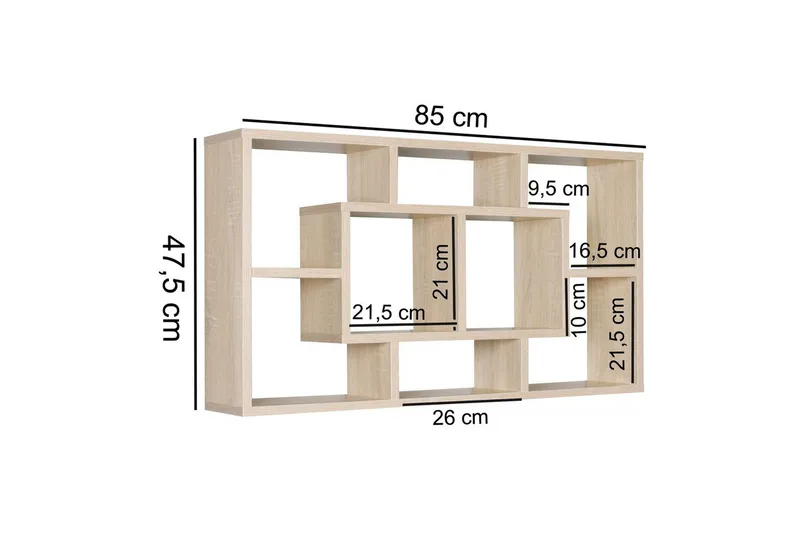 Vägghylla Wohnling PAOLA melaminbelagd MDF, förvaringshylla, väggmonterad, modern stil Sonoma - Sonoma - Inredning & dekor - Väggdekor - Väggpanel