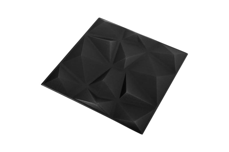 3D Väggpaneler 12 st 50x50 cm diamant svart 3 m² - Svart - Väggpanel