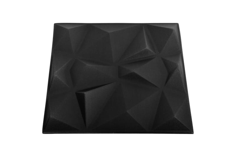 3D Väggpaneler 12 st 50x50 cm diamant svart 3 m² - Svart - Väggpanel