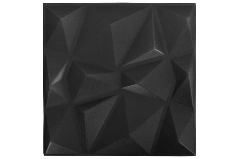 3D Väggpaneler 12 st 50x50 cm diamant svart 3 m² - Svart - Inredning & dekor - Väggdekor - Väggpanel