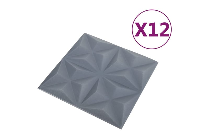 3D Väggpaneler 12 st 50x50 cm origami grå 3 m² - Grå - Inredning & dekor - Väggdekor - Väggpanel