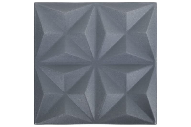 3D Väggpaneler 12 st 50x50 cm origami grå 3 m² - Grå - Väggpanel