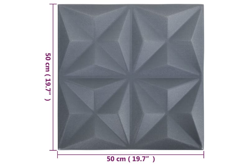 3D Väggpaneler 12 st 50x50 cm origami grå 3 m² - Grå - Inredning & dekor - Väggdekor - Väggpanel