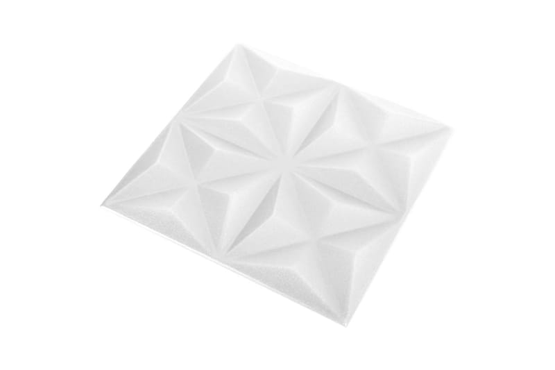 3D Väggpaneler 12 st 50x50 cm origami vit 3 m² - Vit - Väggpanel