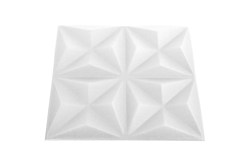 3D Väggpaneler 12 st 50x50 cm origami vit 3 m² - Vit - Väggpanel