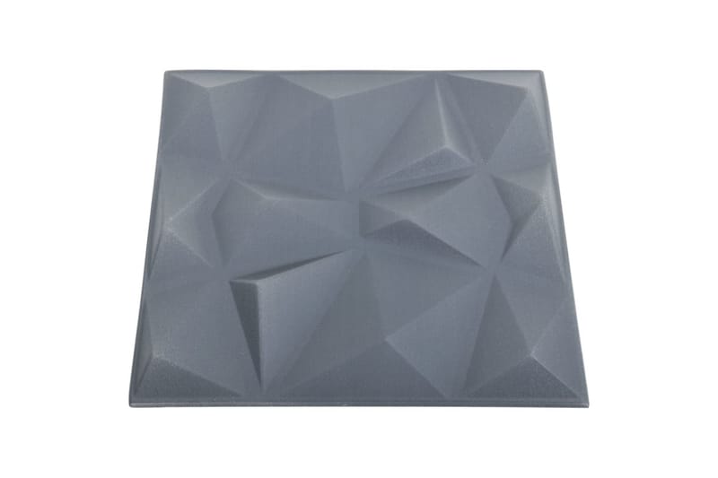 3D-väggpaneler 24 st 50x50 cm diamant grå 6 m² - Grå - Väggpanel